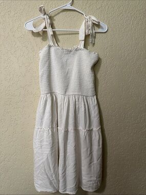 Womens Cream Sundress with Tie Straps M